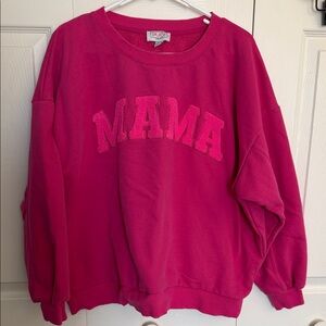 Bright Pink 'MAMA' Crewneck Sweatshirt